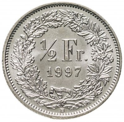 купить Швейцария 1/2 франка (franc) 1997