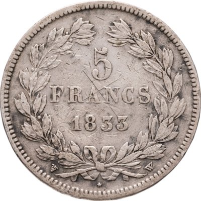 купить Франция 5 франков (francs) 1833