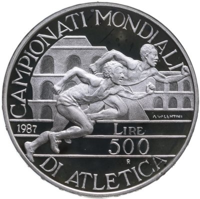 купить Италия 500 лир 1987 "Чемпионат мира по лёгкой атлетике '87"
