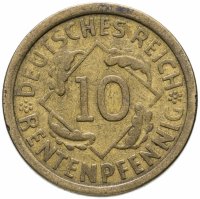 купить Германия 10 рентенпфеннигов (рентенпфеннигов, rentenpfennig) 1924 A