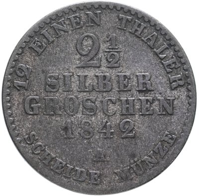 купить Германия, Пруссия 2 1/2 серебряных гроша 1842