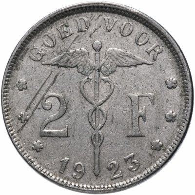 купить Бельгия 2 франка 1923-1930 фламандская версия (Belgiё) (VF-XF)