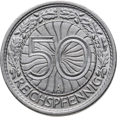 купить Германия 50 рейхспфеннигов (reichspfennig) 1937 знак монетного двора "A" — Берлин