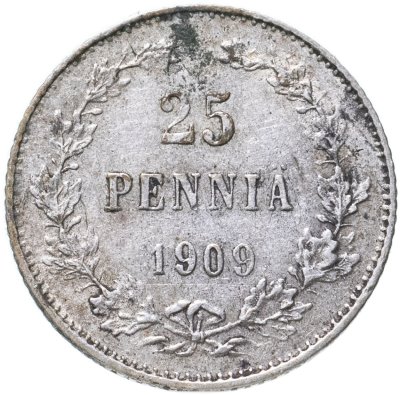 купить 25 пенни 1909 L, монета для Финляндии