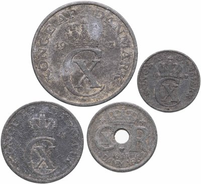 купить Дания набор от 1 до 10 эре 1941-1943 (4 шт)