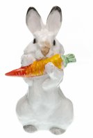 Купить Статуэтка "Заяц с морковкой", фарфор, роспись, Ленинградский фарфоровый завод ("ЛФЗ"), СССР, 1946-1950 гг.