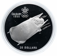 купить Канада 20 долларов (dollars) 1987 "XV зимние Олимпийские Игры, Калгари 1988 - Бобслей"