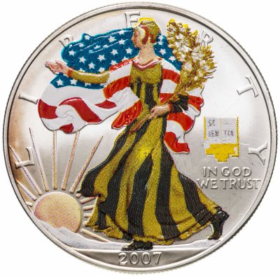 купить США 1 доллар 2007 "Шагающая свобода" с эмалью