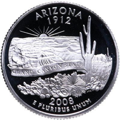 купить США 25 центов (квотер, 1/4 доллара, quarter dollar) 2008 S Proof Аризона (Arizona) серебро