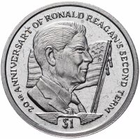 Купить Сьерра-Леоне 1 доллар (dollar) 2004 20 лет второму сроку Рональда Рейгана