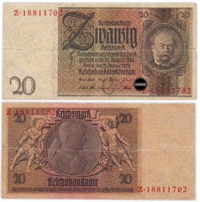 купить Германия 20 рейхсмарок 1933 (Pick 181)