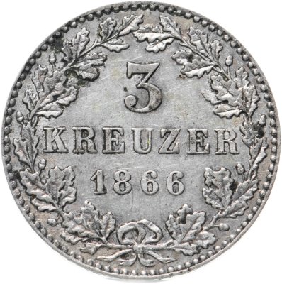 купить Германия, Вольный город Франкфурт 3 крейцера 1866