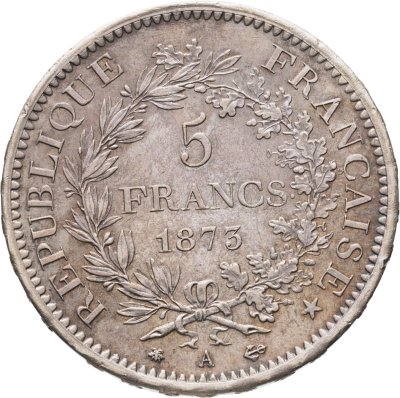 купить Франция 5 франков 1875 "Геркулес" в капсуле