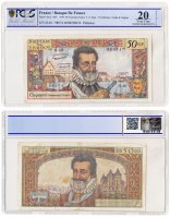Купить Франция 50 франков (Nouveaux Francs) 1959 в слабе PCGS Very Fine 20 (Pick 143)