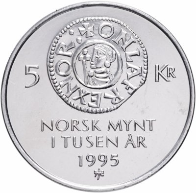 купить Норвегия 5 крон 1995 "1000 лет чеканке монет Норвегии"