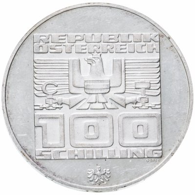 купить Австрия 100 шиллингов (shillings) 1976 Орёл XII зимние Олимпийские Игры, Инсбрук 1976 знак монетного двора: "Орёл" - Халль-ин-Тироль