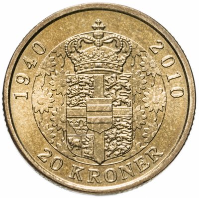 купить Дания 20 крон (kroner) 2010 70 лет со дня рождения королевы Маргрете II