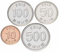 Купить Южная Корея набор монет 2015-2016 (4 штуки)