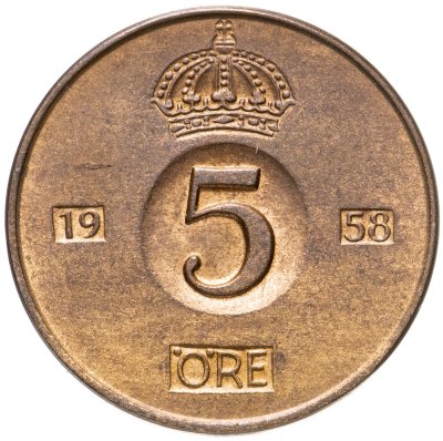 купить Швеция 5 эре (ore) 1958