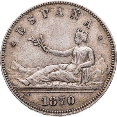 купить Испания 5 песет (pesetas) 1870