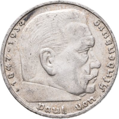 купить Германия 5 рейхсмарок 1935 D Рейхспрезидент Германии Пауль фон Гинденбург