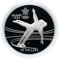 купить Канада 20 долларов (dollars) 1987 "XV зимние Олимпийские Игры, Калгари 1988 - Фигурное катание"