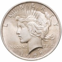 купить США 1 доллар (dollar) 1923 Peace Dollar (Мирный доллар) без обозначения монетного двора