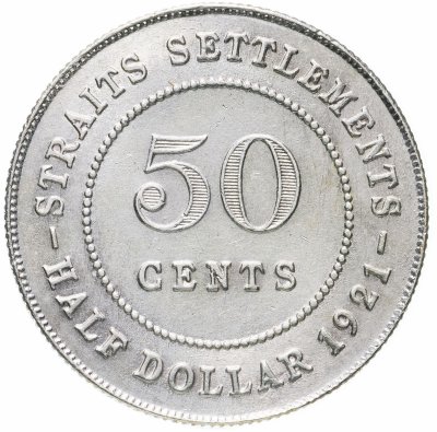 купить Стрейтс Сетлментс 50 центов (cents) 1921