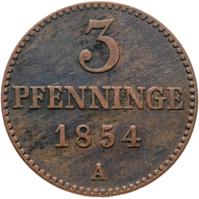 купить Германия, Мекленбург-Шверин 3 пфеннига 1854