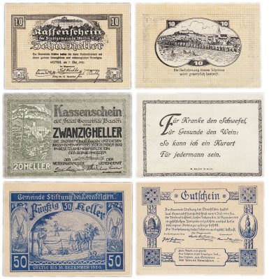 купить Австрия набор из 3 банкнот 10, 20, 50 геллеров 1920
