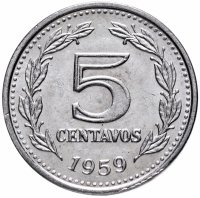 Купить Аргентина 5 сентаво (centavos) 1959