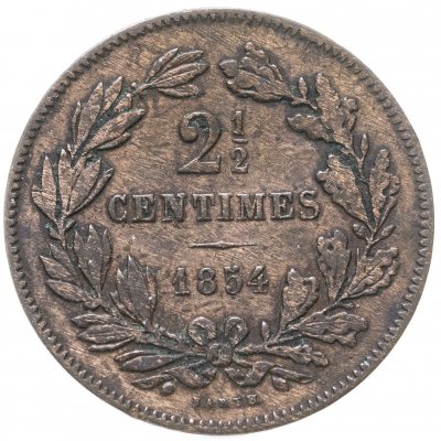 купить Люксембург 2 1/2 сантима (centimes) 1854