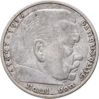 купить Германия, Третий рейх 5 рейхсмарок (reichsmark) 1936 A Гинденбург