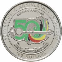 купить Гайана 100 долларов 2020 "50 лет Кооперативной Республике Гайана"