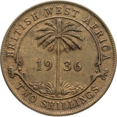 купить Британская Западная Африка 2 шиллинга (shillings) 1936 знак монетного двора: "H" - Хитон, Бирмингем