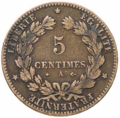 купить Франция 5 сантимов (centimes) 1876 A