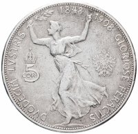 купить 5 крон (corona) 1908 60 лет правления Франца Иосифа