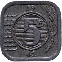 Купить Нидерланды 5 центов (cents) 1941