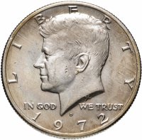 Купить США 50 центов (1/2 доллара, half dollar) 1972 D "Kennedy Half Dollar (Кеннеди)"