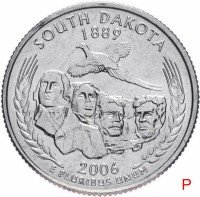 Купить США 1/4 доллара (квотер, 25 центов) 2006 P "Штат Южная Дакота"