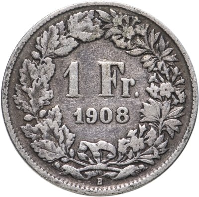купить Швейцария 1 франк (franc) 1908