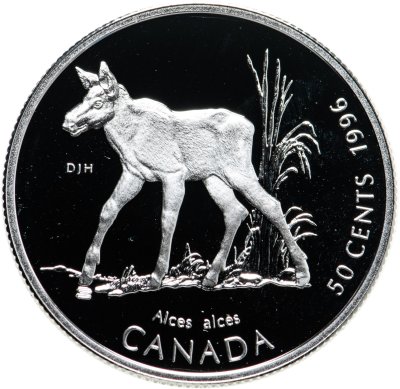 купить Канада 50 центов (cents) 1996 Детёныши диких животных - Лосёнок