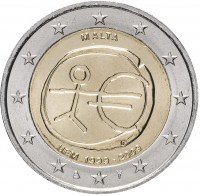 Купить Мальта 2 евро 2009 "10 лет Экономическому и валютному союзу"