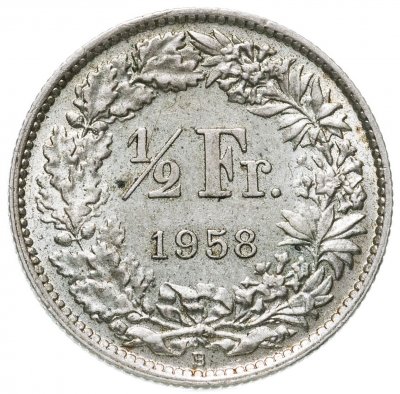 купить Швейцария 1/2 франка (franc) 1958
