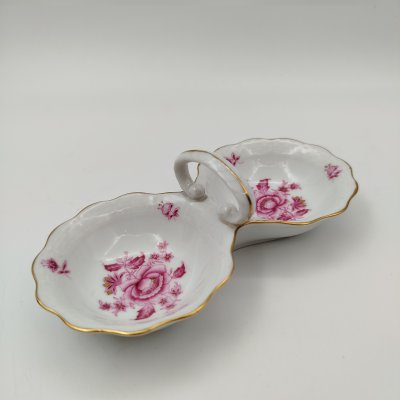 купить Солонка двухсекционная, выполненная в фирменном дизайне "Chinese Bouquet/Apponyi Purpur", фарфор, роспись, золочение, Herend (Херенд), Венгрия, 1960-1986 гг.