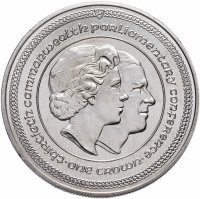 Купить Остров Мэн 1 крона 1984 "3 -я конференция парламентариев стран Содружества - 2 портрета"