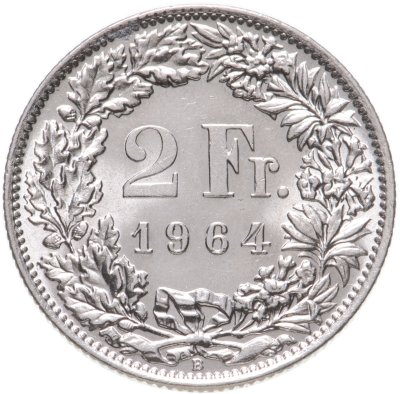 купить Швейцария 2 франка (francs) 1964