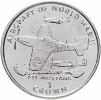 купить Остров Мэн 1 крона 1995 P-51 Mustang (Авиация Второй Мировой войны)