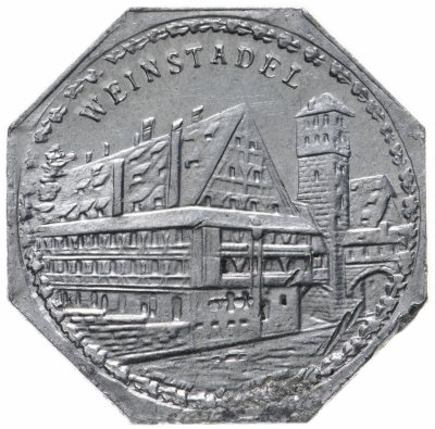 купить Германия (Нюрнберг) нотгельд 20 пфеннигов 1921 "Винокурня" трамвайный жетон