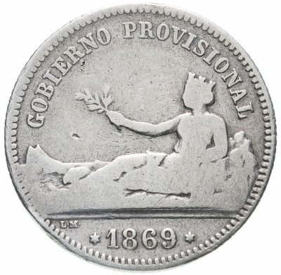 купить Испания 1 песета (peseta) 1869 "GOBIERNO PROVISIONNAL"